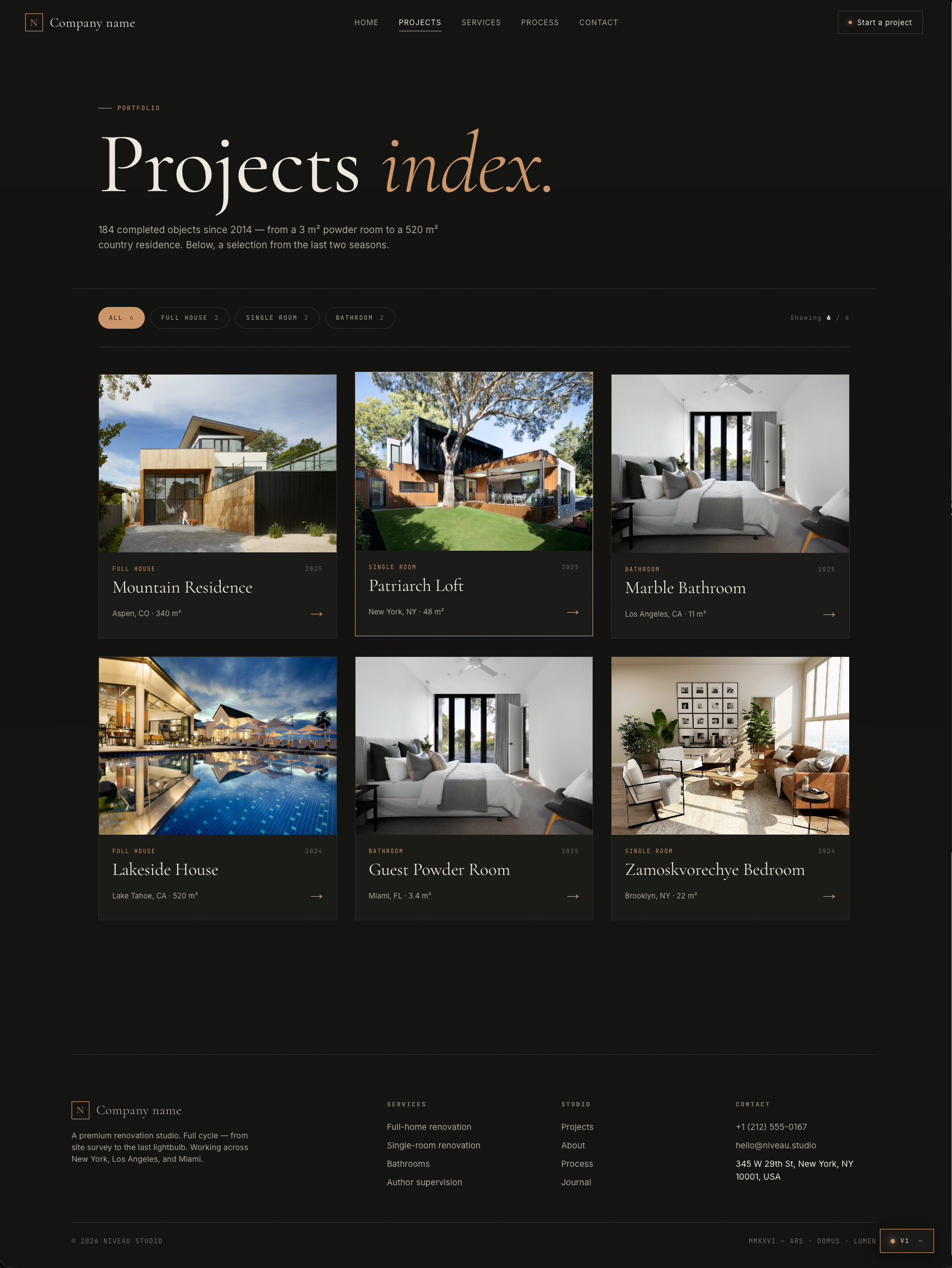 Projects page